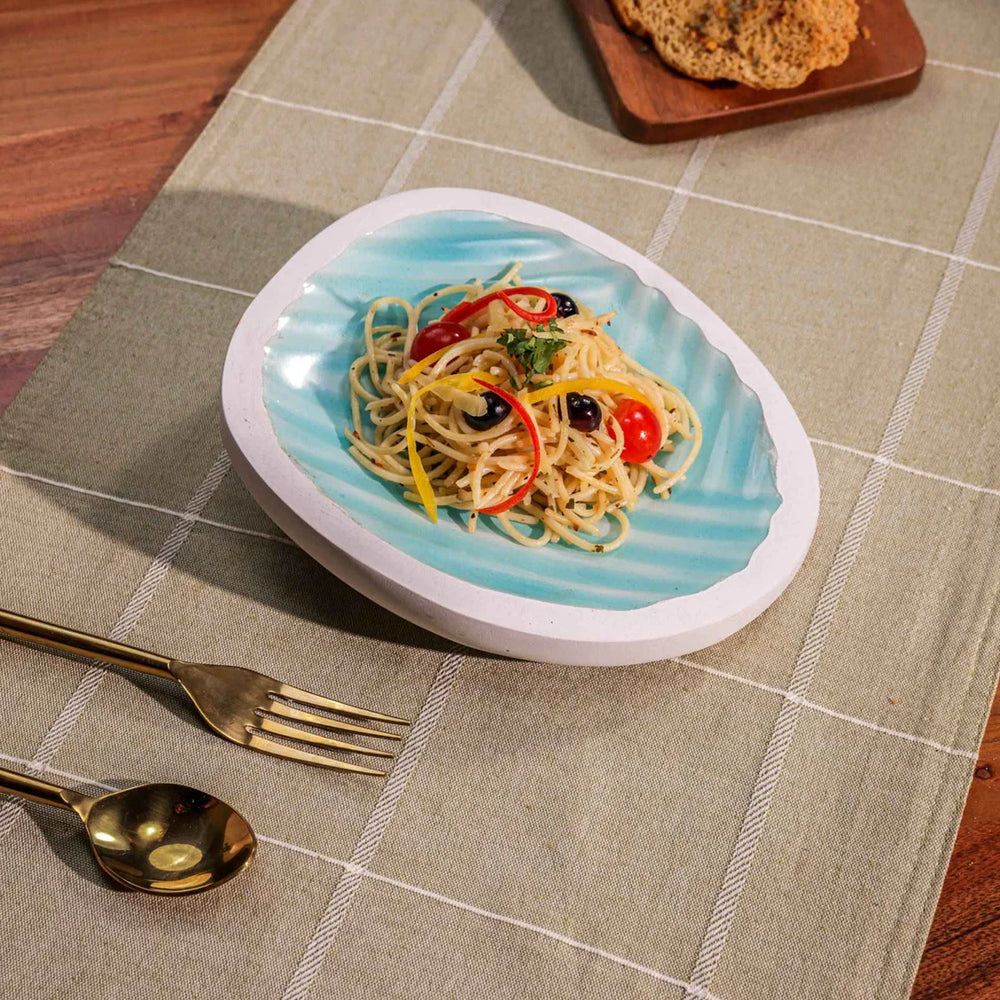 Ireka Homes Multi-Purpose Tropical Drift Serving Platter - Premium Acacia Wood Platter With Enamel Coating - Decorative Kitchen Platter for Serving Food, Drinks, Coffee, and Cheese (8x6.75 inches)