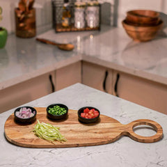 Ireka Homes Cutsy Acacia Wood Chopping Board - Handmade, Sustainable, Cut-Resistant - Perfect for Vegetables, Meat, Cheese & Serving
