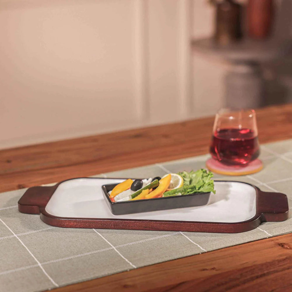 Ireka Homes Multi-Purpose Chill Out Serving Tray – Premium Acacia Wood Tray – Decorative Kitchen Tray for Serving Food, Drinks, Coffee, and Cheese (16x7 inches)