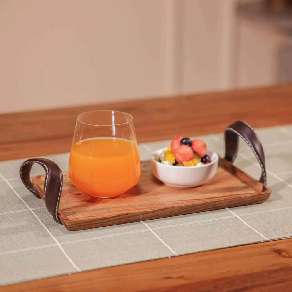 Ireka Homes Multi-Purpose Ananda Serving Tray – Premium Acacia Wood Tray – Decorative Kitchen Tray for Serving Food, Drinks, Coffee, and Cheese (14x7 inches)