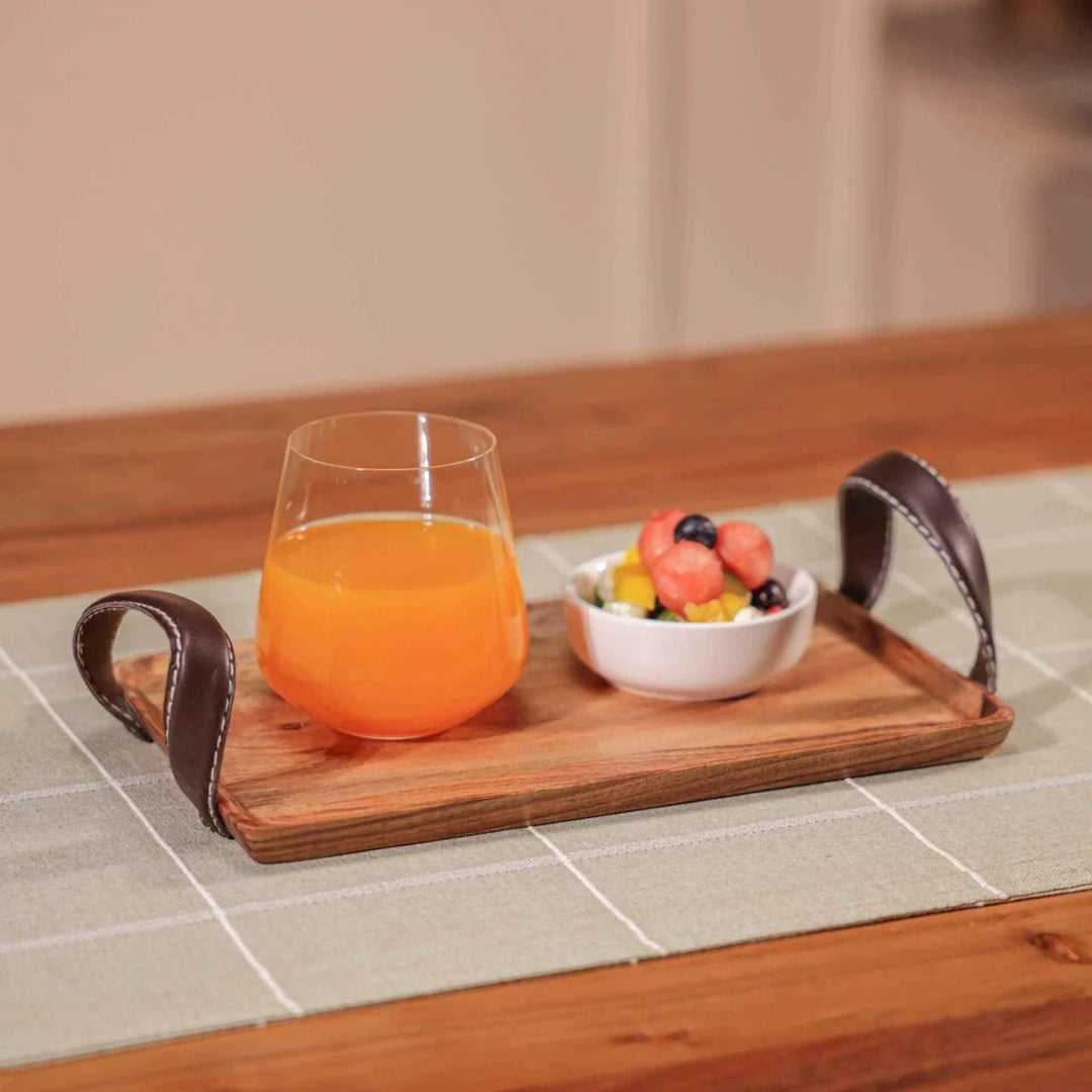 Ireka Homes Multi-Purpose Ananda Serving Tray – Premium Acacia Wood Tray – Decorative Kitchen Tray for Serving Food, Drinks, Coffee, and Cheese (14x7 inches)