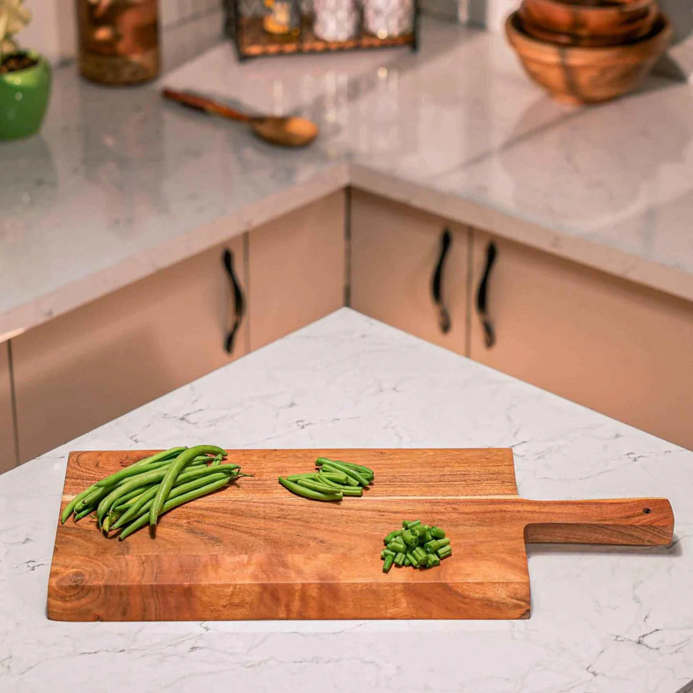 Ireka Homes Dize Acacia Wood Chopping Board - Handmade, Sustainable, Cut-Resistant - Perfect for Vegetables, Meat, Cheese & Serving