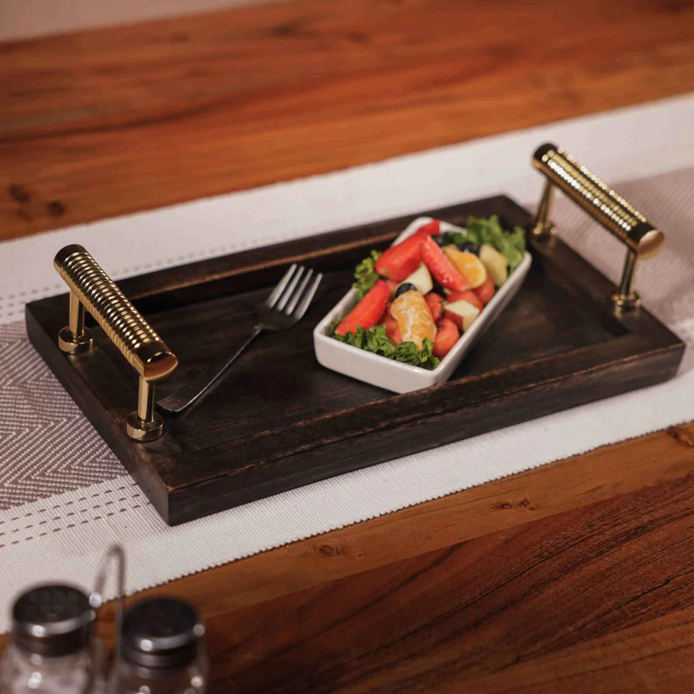Ireka Homes Multi-Purpose Rasa Serving Tray – Premium Acacia Wood Tray – Decorative Kitchen Tray for Serving Food, Drinks, Coffee, and Cheese (13.5x7.5 inches)