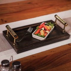 Ireka Homes Multi-Purpose Rasa Serving Tray – Premium Acacia Wood Tray – Decorative Kitchen Tray for Serving Food, Drinks, Coffee, and Cheese (13.5x7.5 inches)
