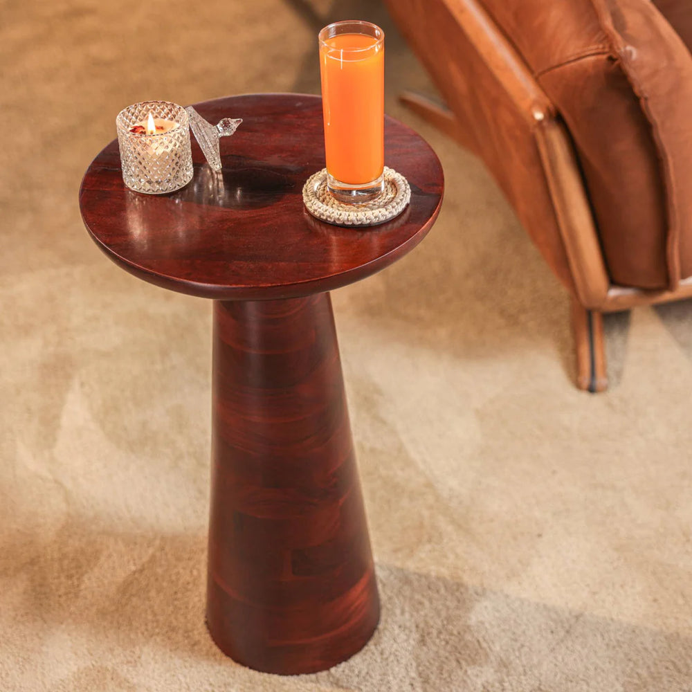 Ireka Homes Noir Wooden End Table – Handmade, Sustainable, Durable – Perfect for Living Rooms, Bedrooms, & Home Décor