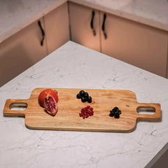 Ireka Homes Grovez Acacia Wood Chopping Board - Handmade, Sustainable, Cut-Resistant - Double handle - Perfect for Vegetables, Meat, Cheese & Serving