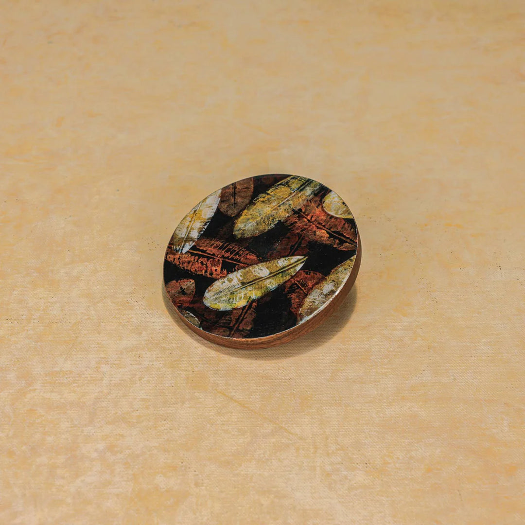 Ireka Homes Forest Floor Coaster Set – Acacia Wood & Enamel – Ideal for Coffee Tables, Desks, & Gifting