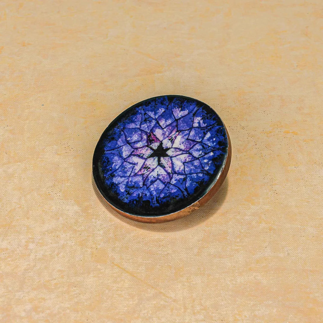 Ireka Homes Blue Nebula Coaster Set – Acacia Wood & Enamel– Ideal for Coffee Tables, Desks, & Gifting