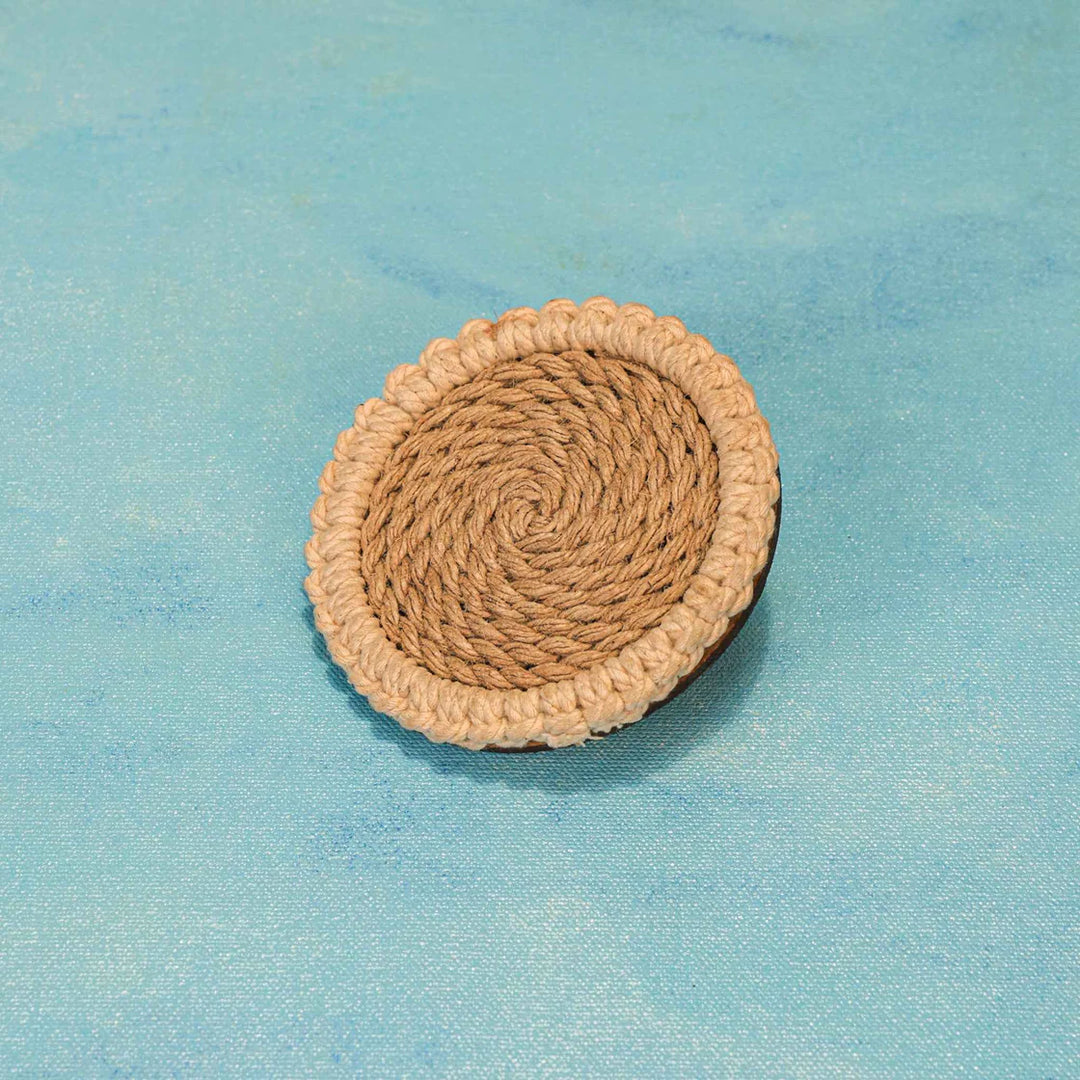 Ireka Homes Jute Bloom Coaster Set – Handwoven, Eco-Friendly, & Perfect for Gifting