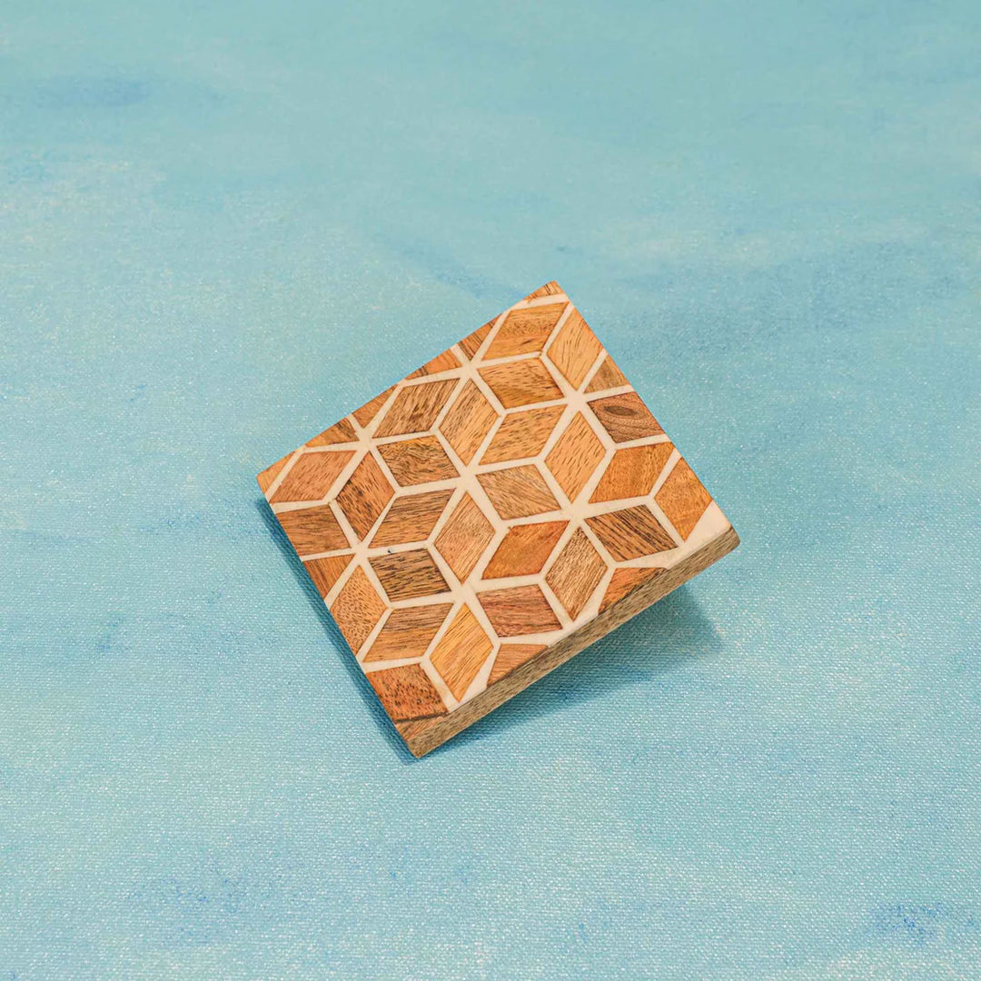 Ireka Homes Rustic Charm Coaster Set – Mango Wood & Resin – Ideal for Coffee Tables, Desks, & Gifting