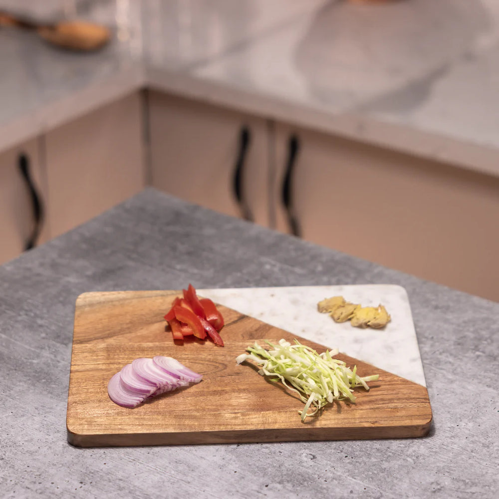 Ireka Homes Multi-Purpose Stonewood Chopping Board – Premium Acacia Wood Board – Antibacterial & Durable Kitchen Board for Chopping and Serving Food, Drinks, and Cheese (12 x 8 x 0.59 inches)