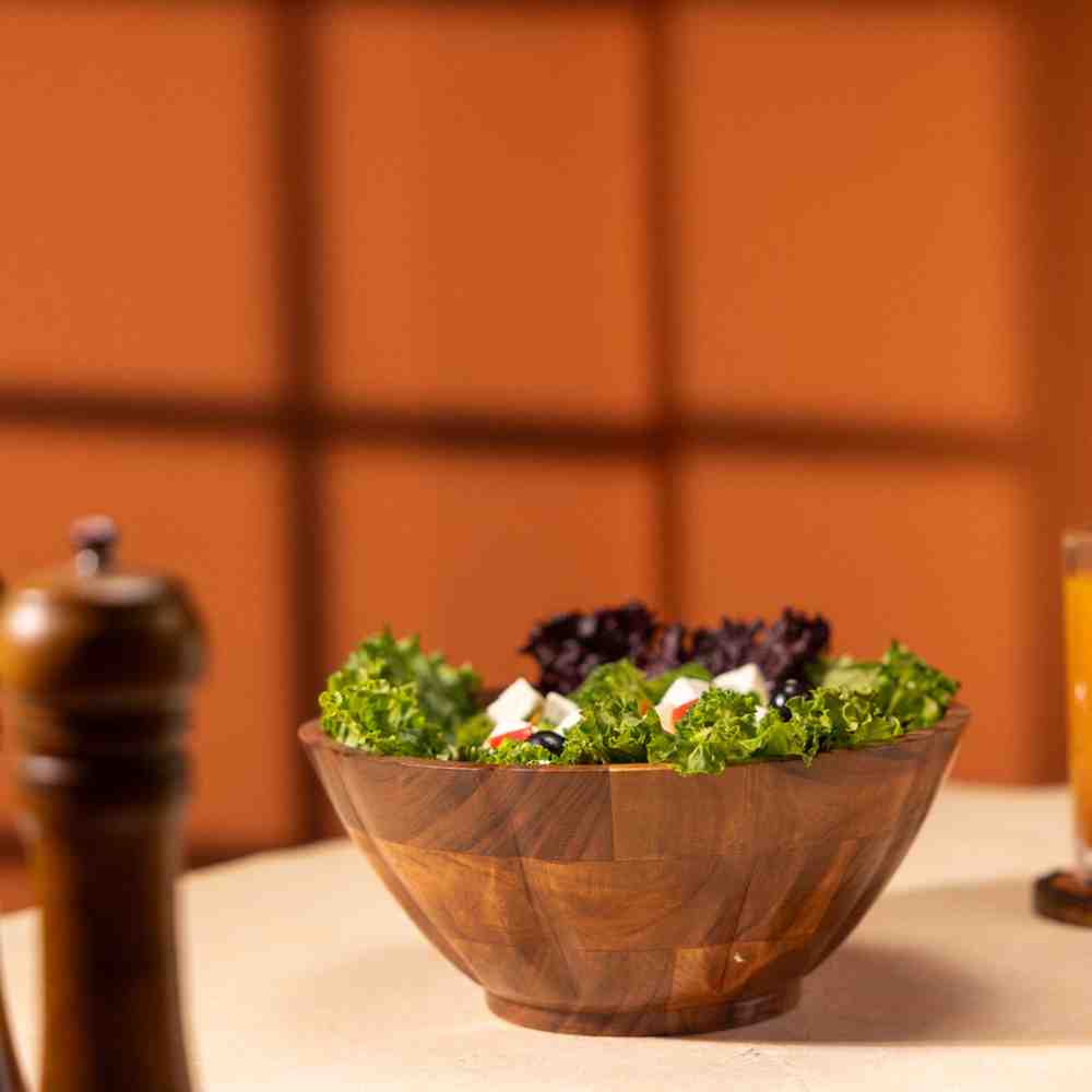 Ireka Homes Handcrafted Kosha Serving Bowls - Multipurpose Acacia Wood Bowls - Durable Bowls for Serving Food, Snacks, and Desserts (10 inches)