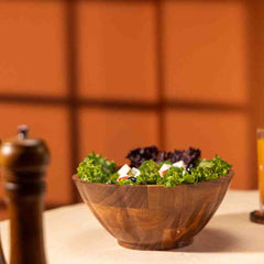 Ireka Homes Handcrafted Kosha Serving Bowls - Multipurpose Acacia Wood Bowls - Durable Bowls for Serving Food, Snacks, and Desserts (10 inches)