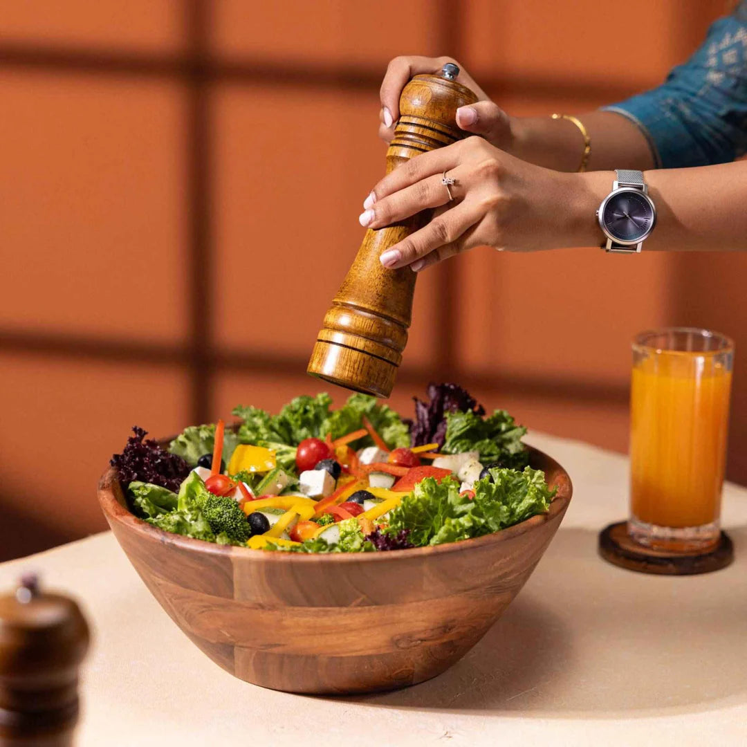 Ireka Homes Handcrafted Chakra Serving Bowls - Multipurpose Acacia Wood Bowls - Durable Bowls for Serving Food, Snacks, and Desserts (12 inches)