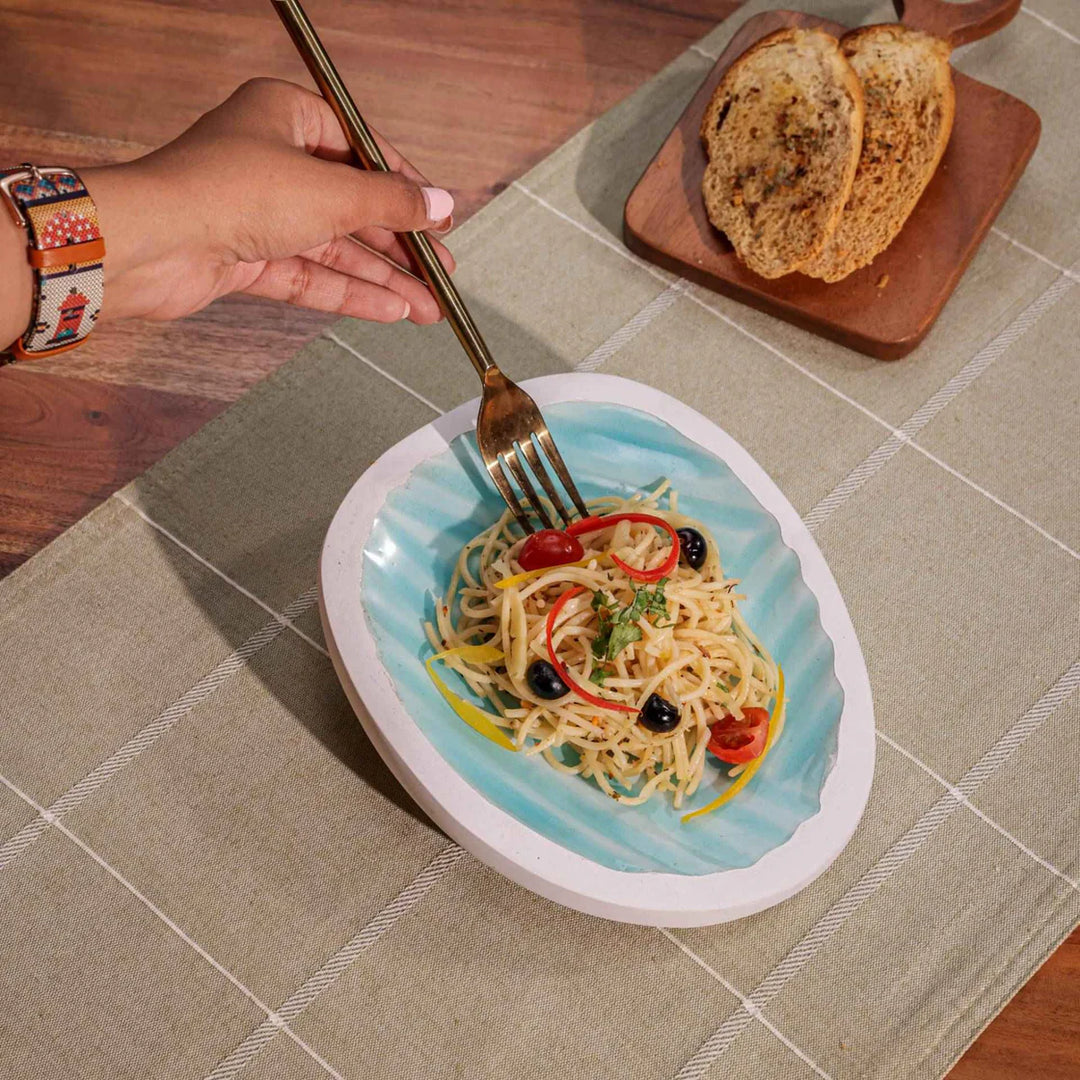Ireka Homes Multi-Purpose Tropical Drift Serving Platter - Premium Acacia Wood Platter With Enamel Coating - Decorative Kitchen Platter for Serving Food, Drinks, Coffee, and Cheese (8x6.75 inches)