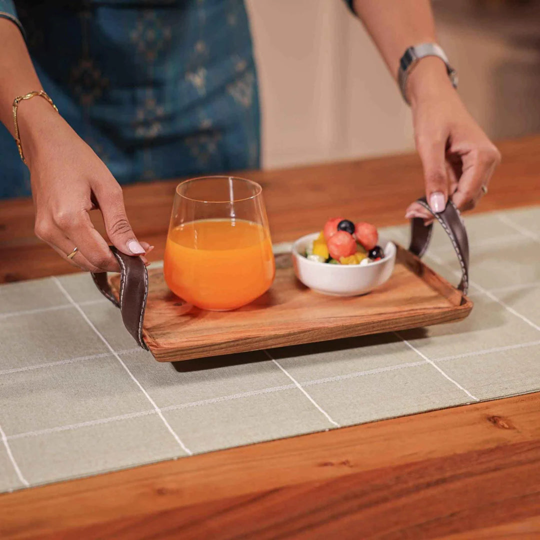 Ireka Homes Multi-Purpose Ananda Serving Tray – Premium Acacia Wood Tray – Decorative Kitchen Tray for Serving Food, Drinks, Coffee, and Cheese (14x7 inches)