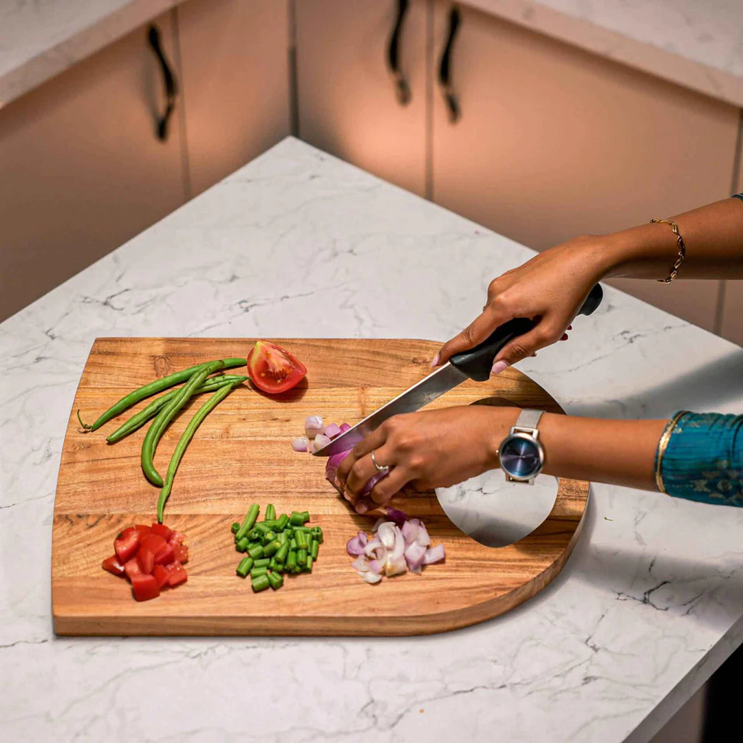 Ireka Homes Prepster Acacia Wood Chopping Board - Handmade, Sustainable, Cut-Resistant - Perfect for Vegetables, Meat, Cheese & Serving