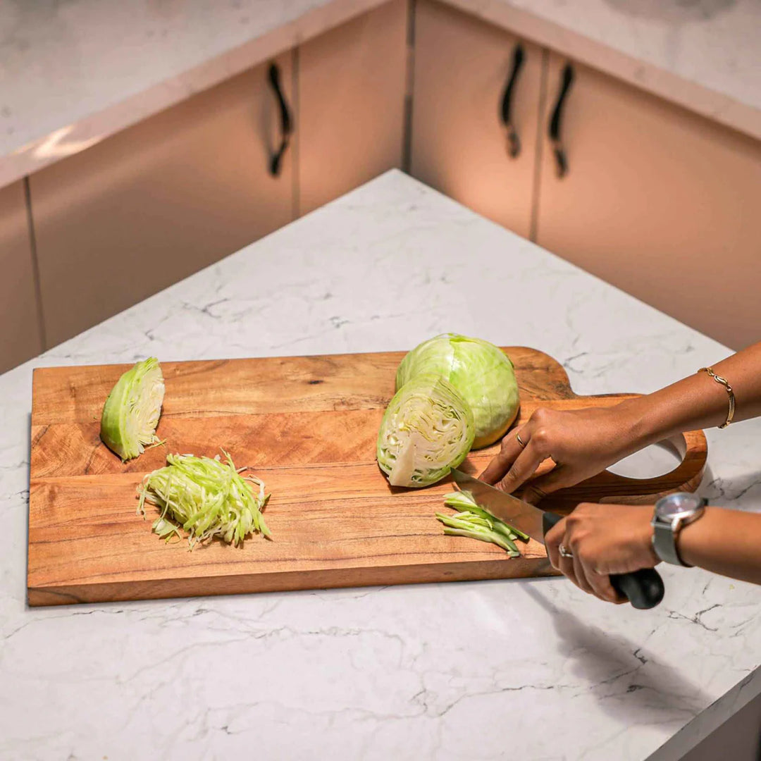 Ireka Homes Slizen Acacia Wood Chopping Board - Handmade, Sustainable, Cut-Resistant - Perfect for Vegetables, Meat, Cheese & Serving