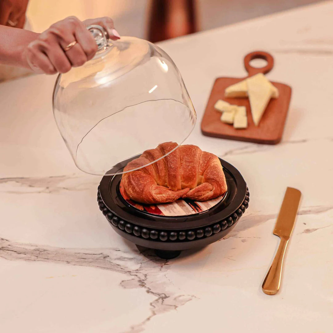 Ireka Homes Sweet Spot Acacia Wood Cake Stand with Glass Dome – Handmade, Sustainable, Foodsafe – Perfect for Cakes, Fruits, and Snacks