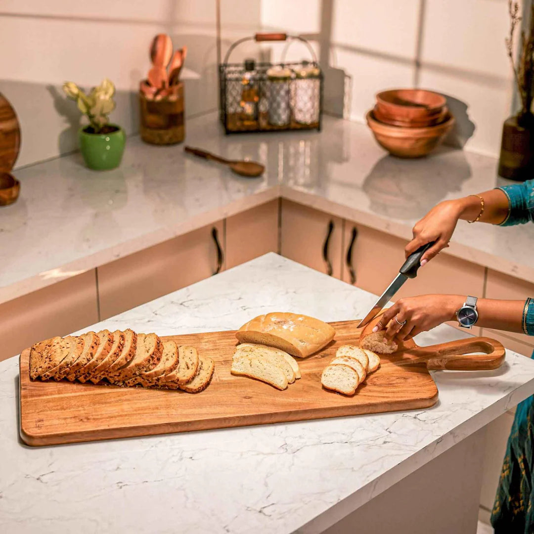 Ireka Homes Carvex Acacia Wood Chopping Board - Handmade, Sustainable, Cut-Resistant - Perfect for Vegetables, Meat, Cheese & Serving