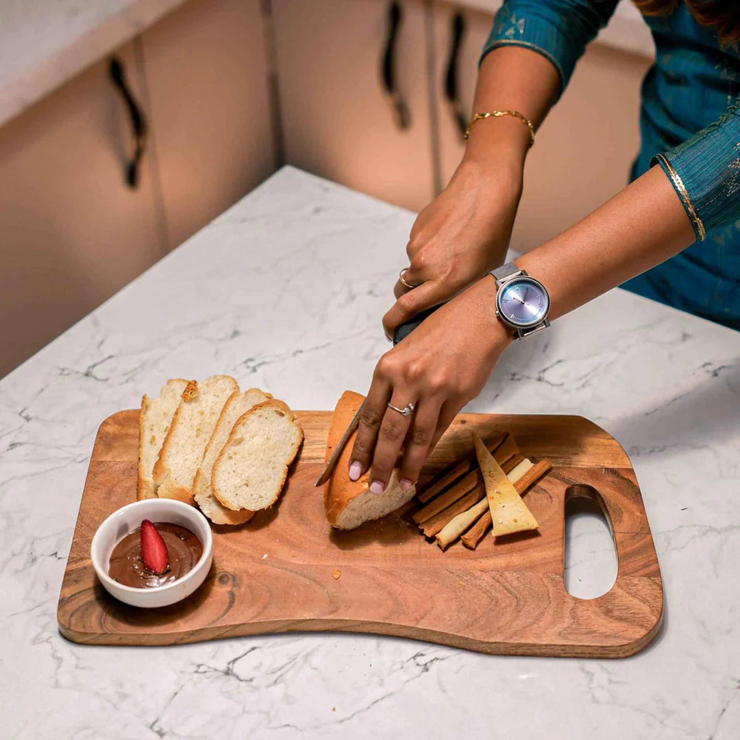 Ireka Homes Chopsta Acacia Wood Chopping Board - Handmade, Sustainable, Cut-Resistant - Perfect for Vegetables, Meat, Cheese & Serving