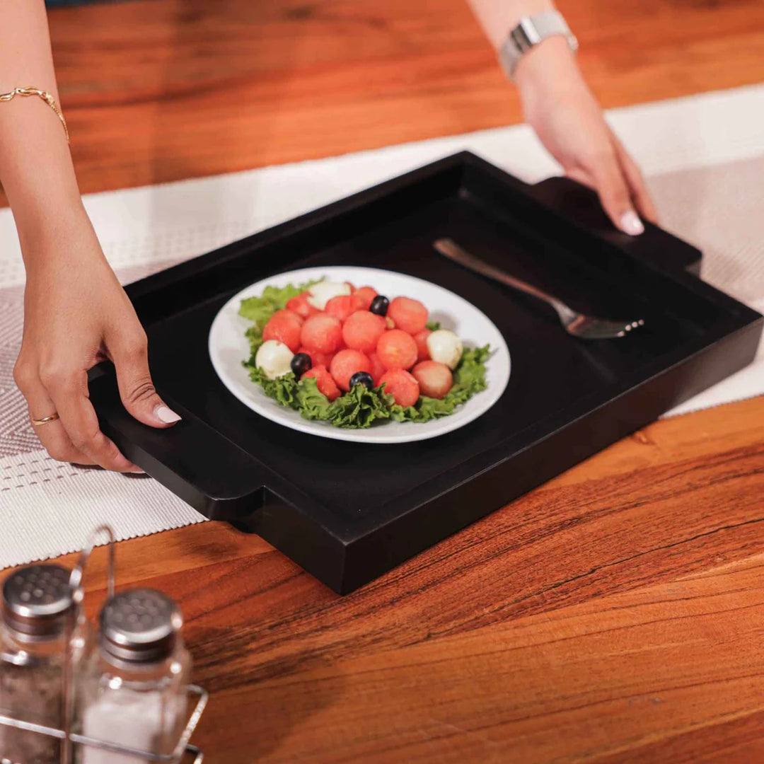 Ireka Homes Multi-Purpose Upahar Serving Tray – Premium Acacia Wood Tray – Decorative Kitchen Tray for Serving Food, Drinks, Coffee, and Cheese (16x10 inches)