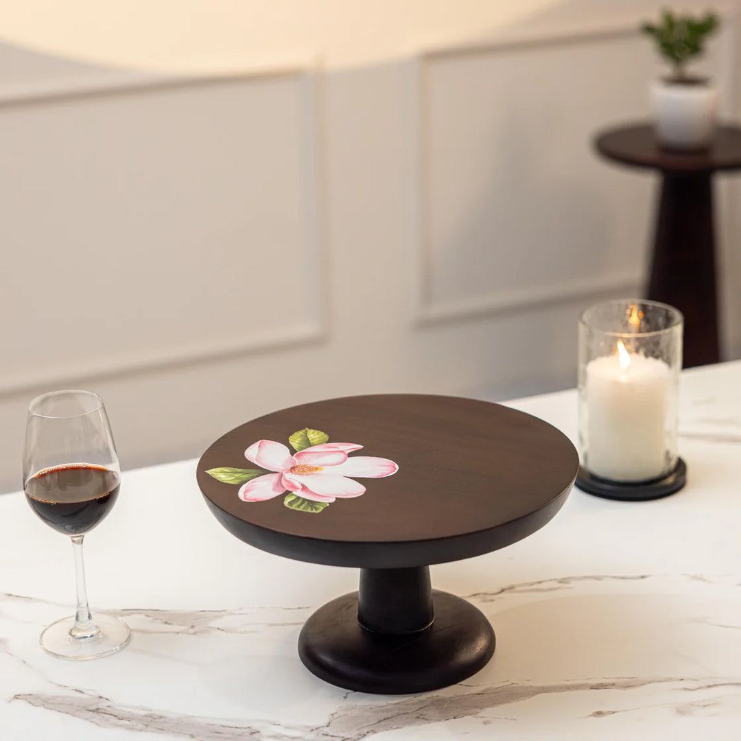 Ireka Homes Sakura Acacia Wood Cake Stand – Handmade, Sustainable, Foodsafe – Perfect for Cakes, Fruits, and Snacks