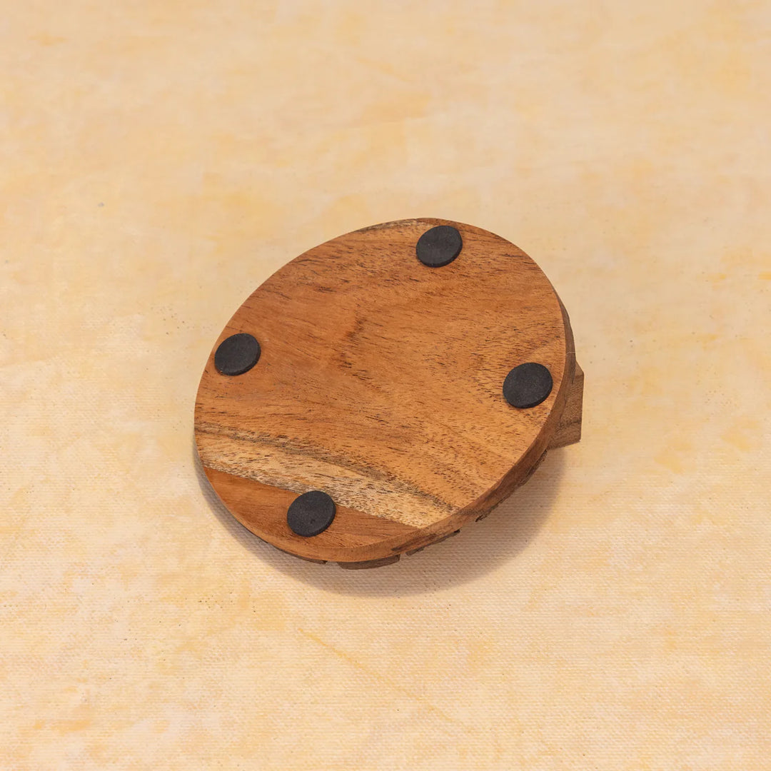 Ireka Homes Vriksha Coaster Set – Acacia Wood – Ideal for Coffee Tables, Desks, & Gifting