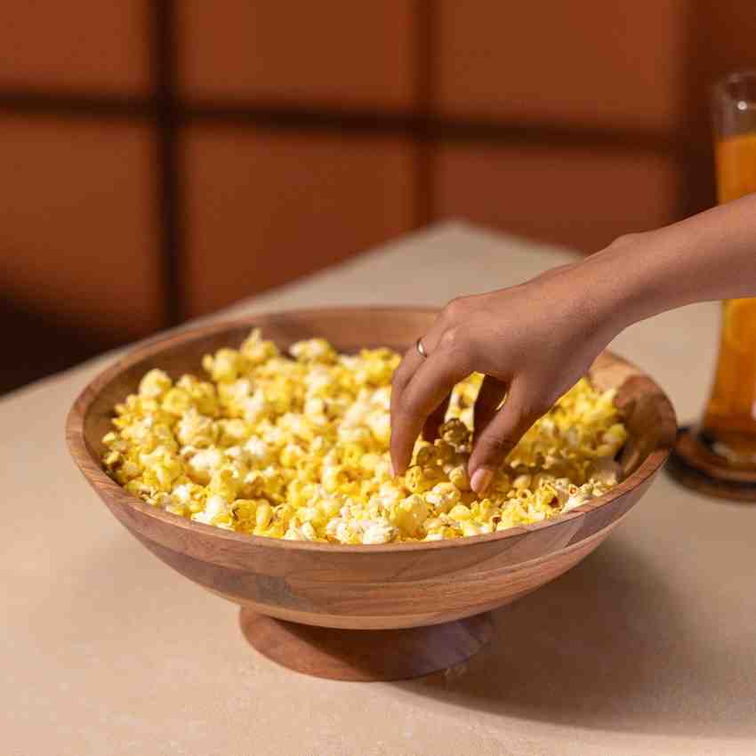 Ireka Homes Handcrafted Surya Serving Bowls - Multipurpose Acacia Wood Bowls - Durable Bowls for Serving Food, Snacks, and Desserts (12 inches)