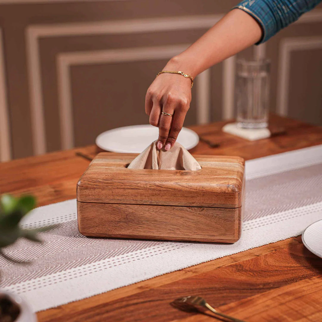 Ireka Home HoldnFold Tissue Box | Sustainable Napkin & Tissue Paper Holder | Eco-Friendly Tabletop Organizer for Dining Table & Kitchen