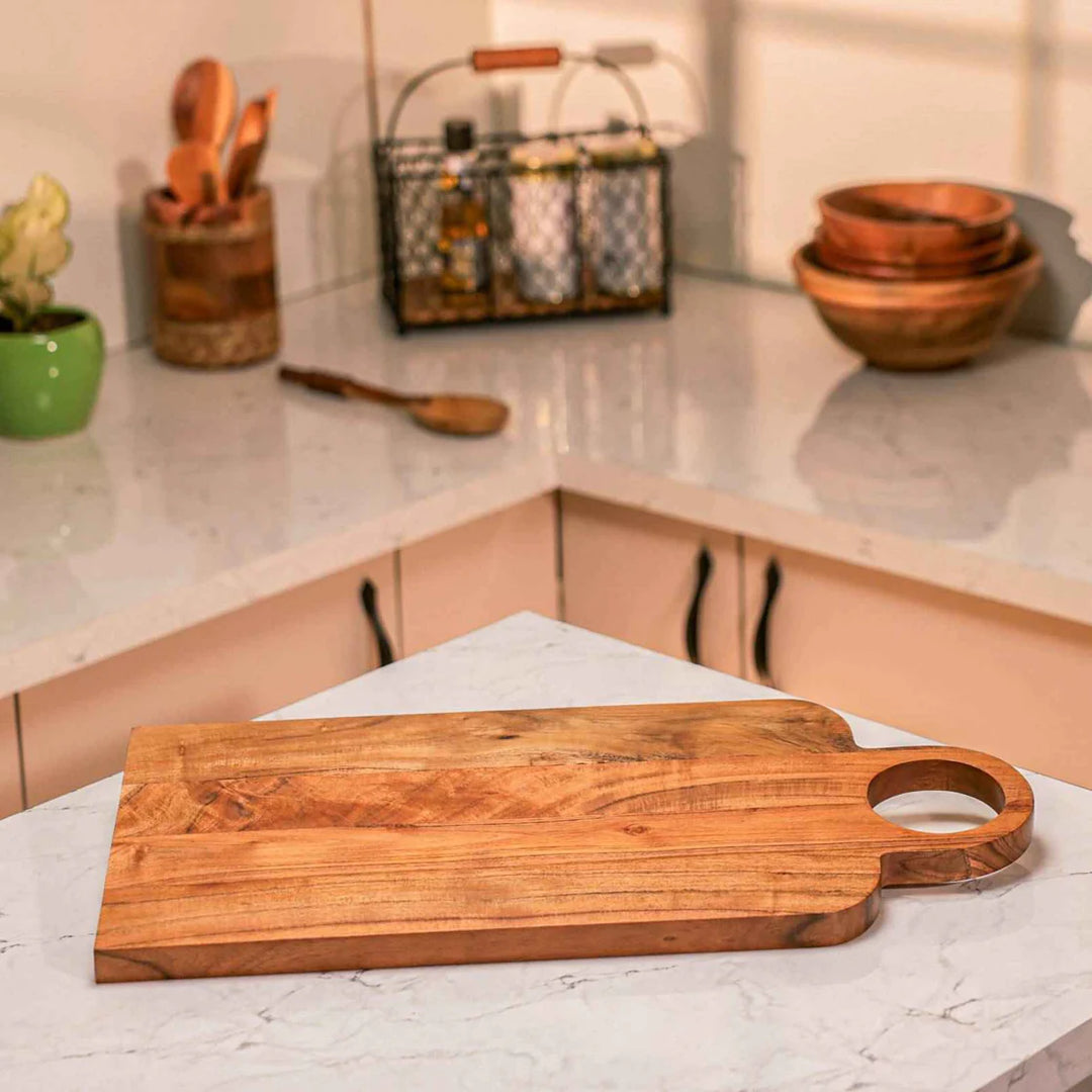 Ireka Homes Slizen Acacia Wood Chopping Board - Handmade, Sustainable, Cut-Resistant - Perfect for Vegetables, Meat, Cheese & Serving