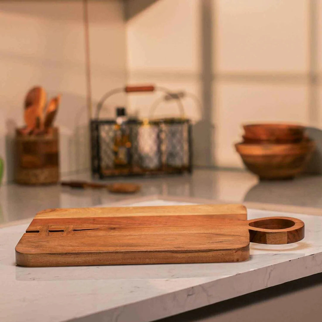 Ireka Homes Chopzy Acacia Wood Chopping Board - Handmade, Sustainable, Cut-Resistant - Perfect for Vegetables, Meat, Cheese & Serving