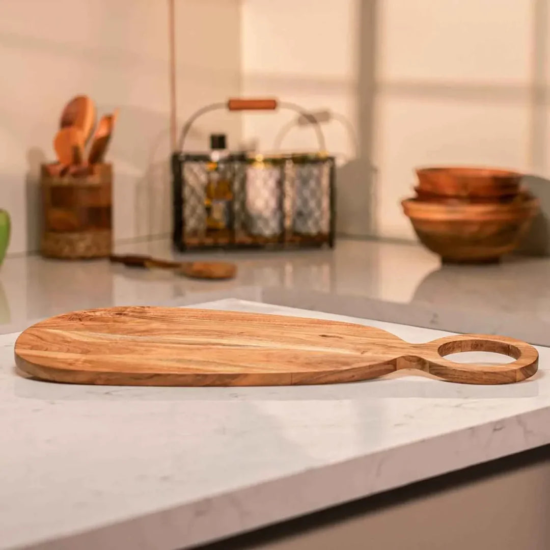 Ireka Homes Cutsy Acacia Wood Chopping Board - Handmade, Sustainable, Cut-Resistant - Perfect for Vegetables, Meat, Cheese & Serving