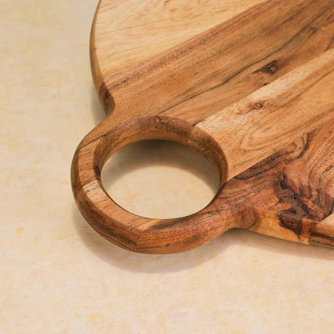 Ireka Homes Bistrock"Acacia Wood Chopping Board - Handmade, Sustainable, Cut-Resistant - Round Board - Perfect for Vegetables, Meat, Cheese & Serving
