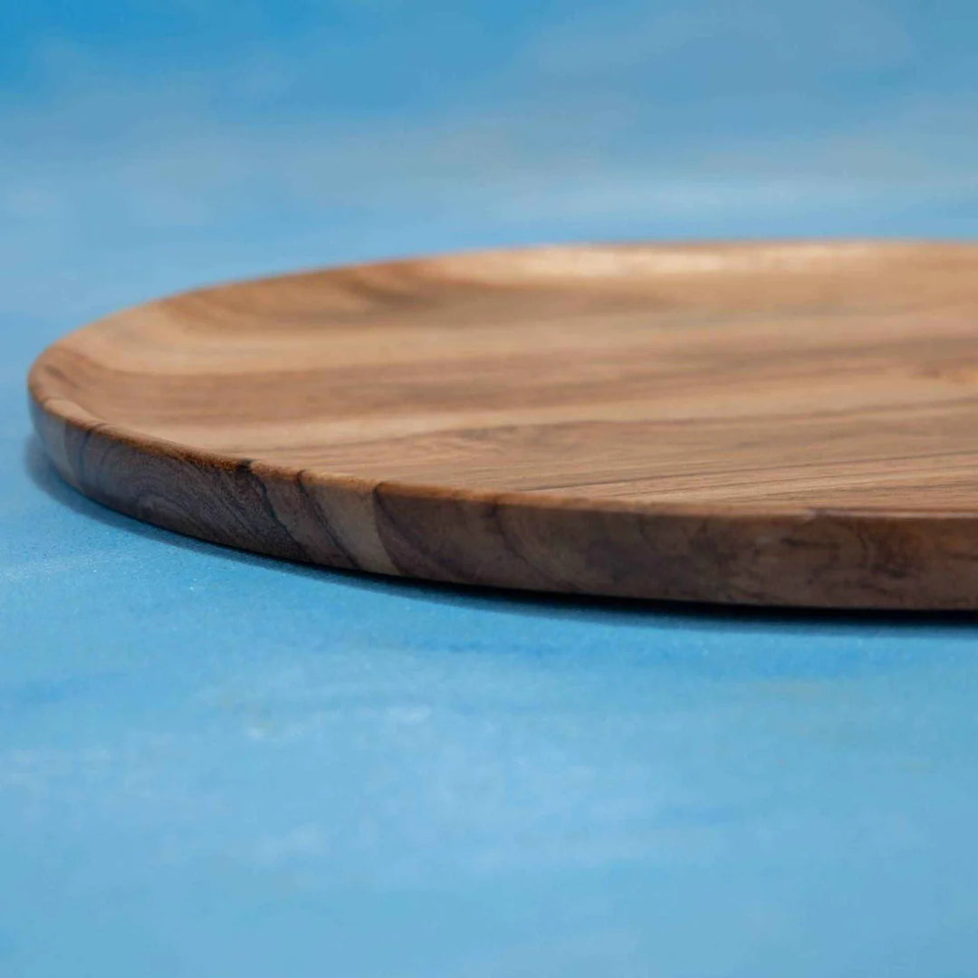 Ireka Homes Multi-Purpose Moonlit Serving Plate - Premium Acacia Wood Plate - Decorative Kitchen Plate for Serving Food, Drinks, Coffee, and Cheese (13 inches)