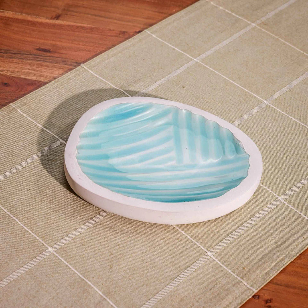 Ireka Homes Multi-Purpose Tropical Drift Serving Platter - Premium Acacia Wood Platter With Enamel Coating - Decorative Kitchen Platter for Serving Food, Drinks, Coffee, and Cheese (8x6.75 inches)