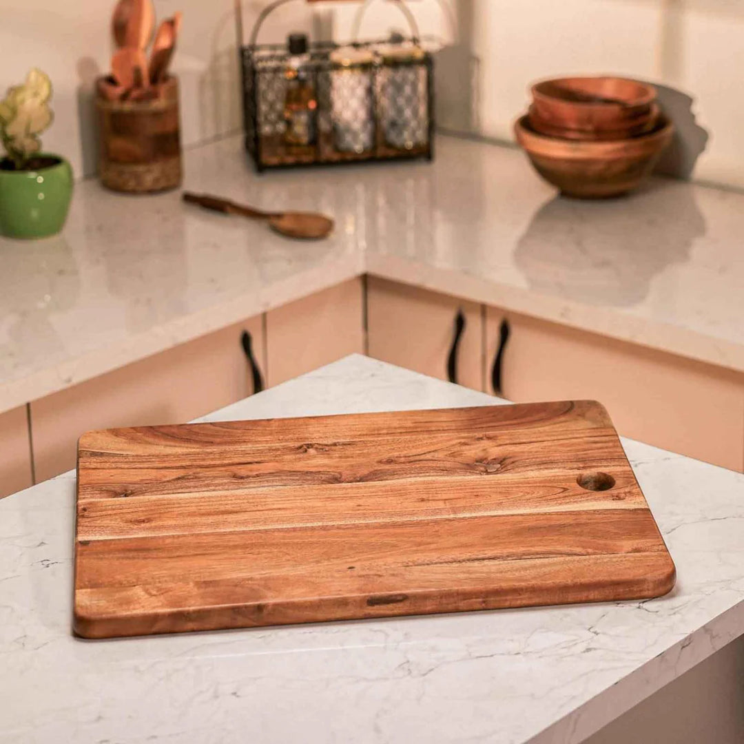 Ireka Homes Diceon Acacia Wood Chopping Board - Handmade, Sustainable, Cut-Resistant - Perfect for Vegetables, Meat, Cheese & Serving