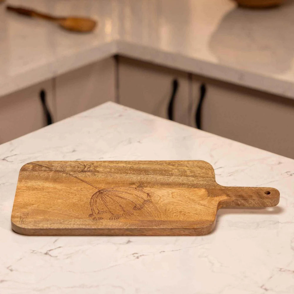 Ireka Homes Cutopia Mango Wood Chopping Board - Handmade, Sustainable, Cut-Resistant - Laser Etching - Perfect for Vegetables, Meat, Cheese & Serving