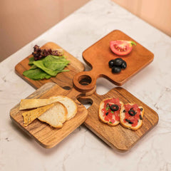 Ireka Homes Multi-Purpose River Loop Serving Boards - Premium Acacia Wood Boards - Decorative Kitchen Boards for Serving Snacks, Appetizers, and Cheese (Set of 4)
