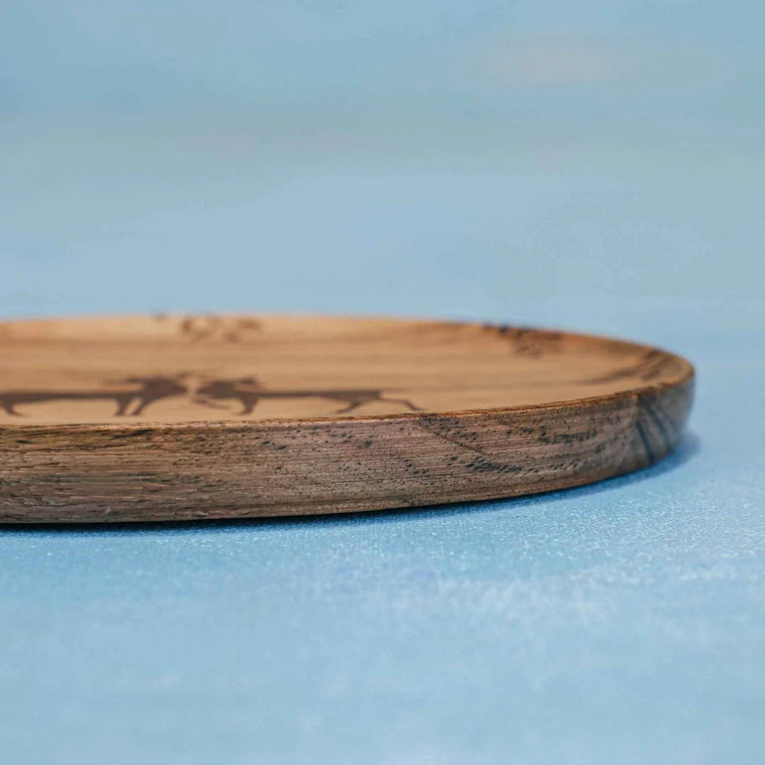 Ireka Homes Multi-Purpose Wild Grove Serving Plate - Premium Acacia Wood Plate - Decorative Kitchen Plate for Serving Food, Drinks, Coffee, and Cheese (8 inches)