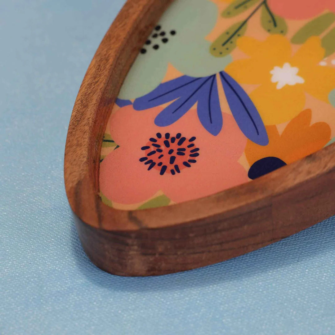 Ireka Homes Multi-Purpose Eggstravagant Serving Platter - Premium Acacia Wood Platter With Enamel Coating - Decorative Kitchen Platter for Serving Food, Drinks, Coffee, and Cheese (9x5.5 inches)