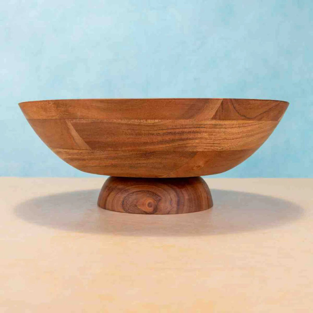 Ireka Homes Handcrafted Surya Serving Bowls - Multipurpose Acacia Wood Bowls - Durable Bowls for Serving Food, Snacks, and Desserts (12 inches)