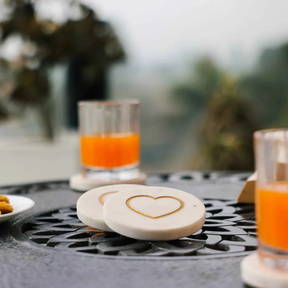 Ireka Homes Cupid’s Touch Marble Coaster Set – Ideal for Coffee Tables, Desks, & Gifting