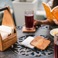 Ireka Homes CarryEase Coaster Set – Acacia Wood & Marble – Ideal for Coffee Tables, Desks, & Gifting