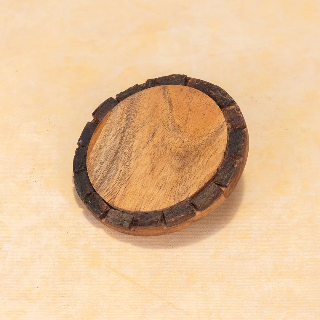 Ireka Homes Vriksha Coaster Set – Acacia Wood – Ideal for Coffee Tables, Desks, & Gifting