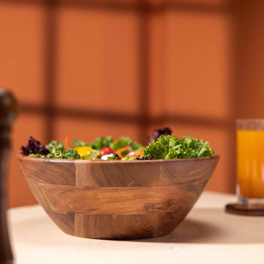 Ireka Homes Handcrafted Chakra Serving Bowls - Multipurpose Acacia Wood Bowls - Durable Bowls for Serving Food, Snacks, and Desserts (12 inches)