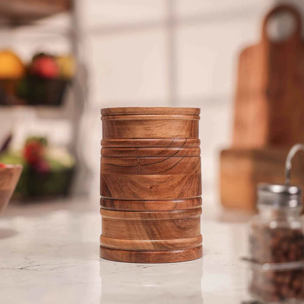 Ireka Homes Kitchen Keeper Utensils Holder - Handcrafted Acacia Wood Utensil Utensils Holder - Durable Utensil Organizer for Spatulas, Ladles & Cooking Tools