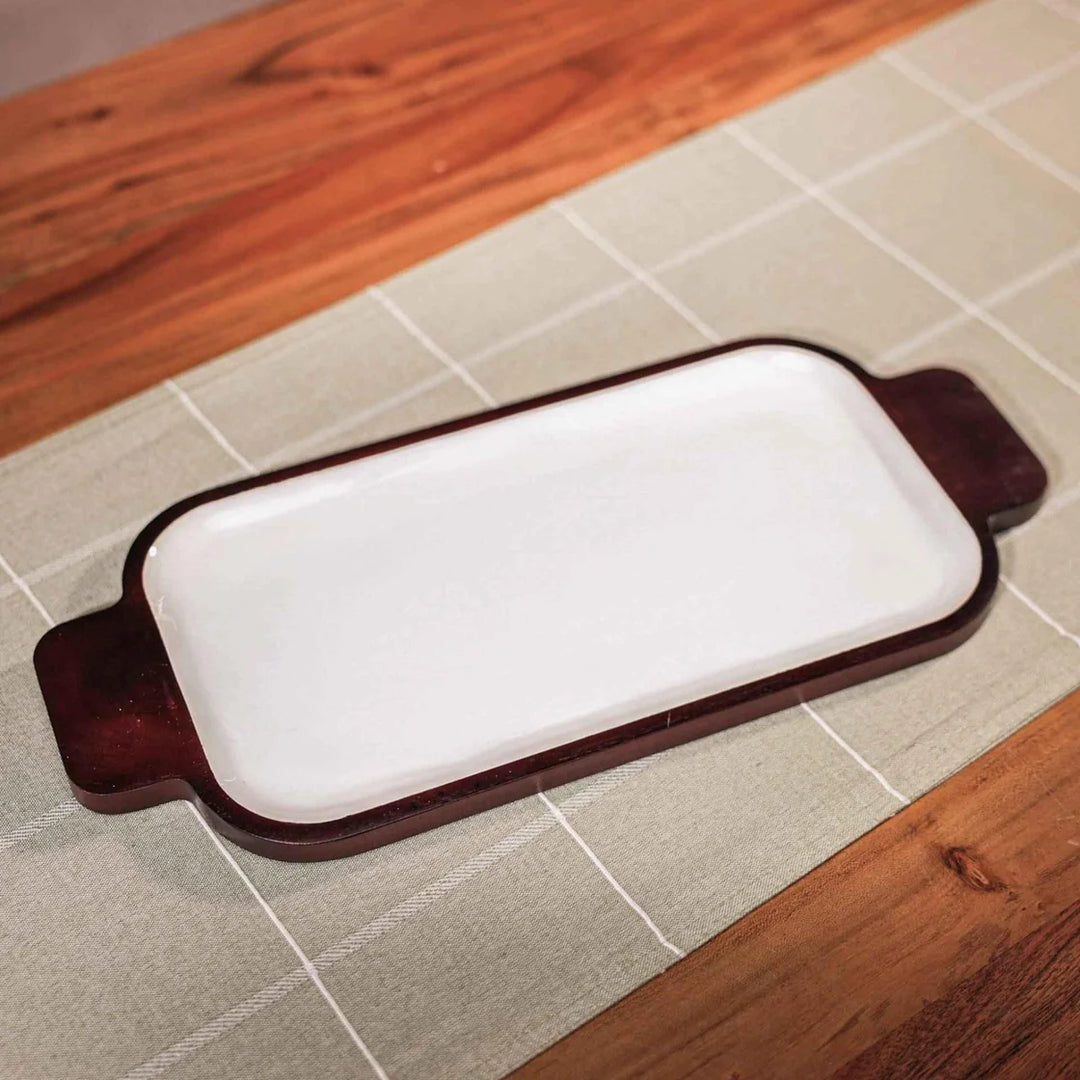 Ireka Homes Multi-Purpose Chill Out Serving Tray – Premium Acacia Wood Tray – Decorative Kitchen Tray for Serving Food, Drinks, Coffee, and Cheese (16x7 inches)