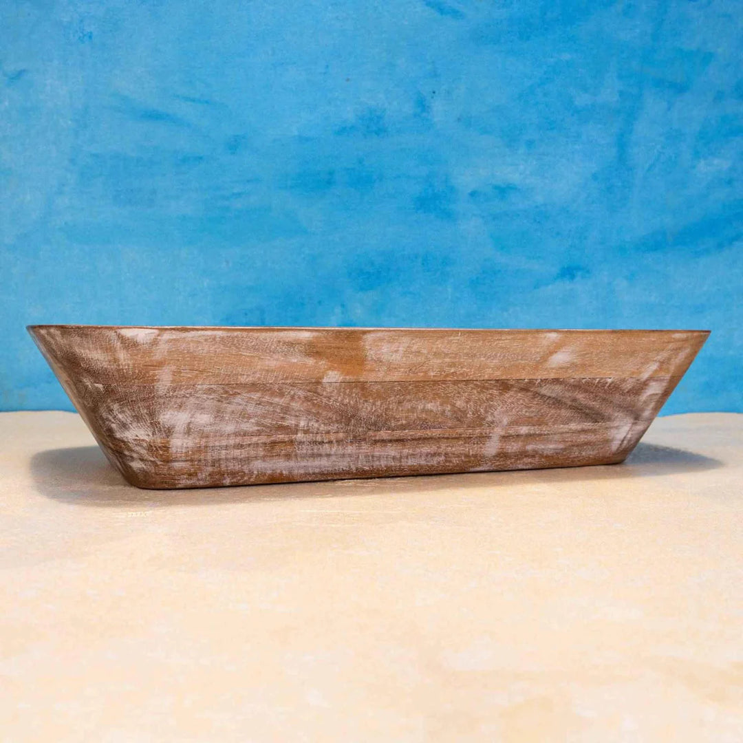 Ireka Homes Multi-Purpose Bloom Away Serving Platter - Premium Acacia Wood Platter With Enamel Coating - Decorative Kitchen Platter for Serving Food, Drinks, Coffee, and Cheese (15.8x8.5 inches)