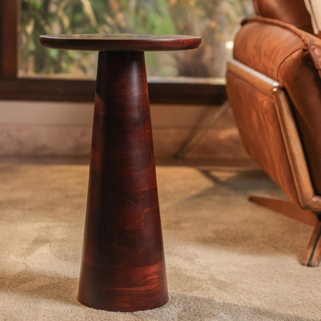 Ireka Homes Noir Wooden End Table – Handmade, Sustainable, Durable – Perfect for Living Rooms, Bedrooms, & Home Décor
